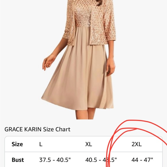 Grace Karin Beige Sequin Dress Set - Picture 7 of 7